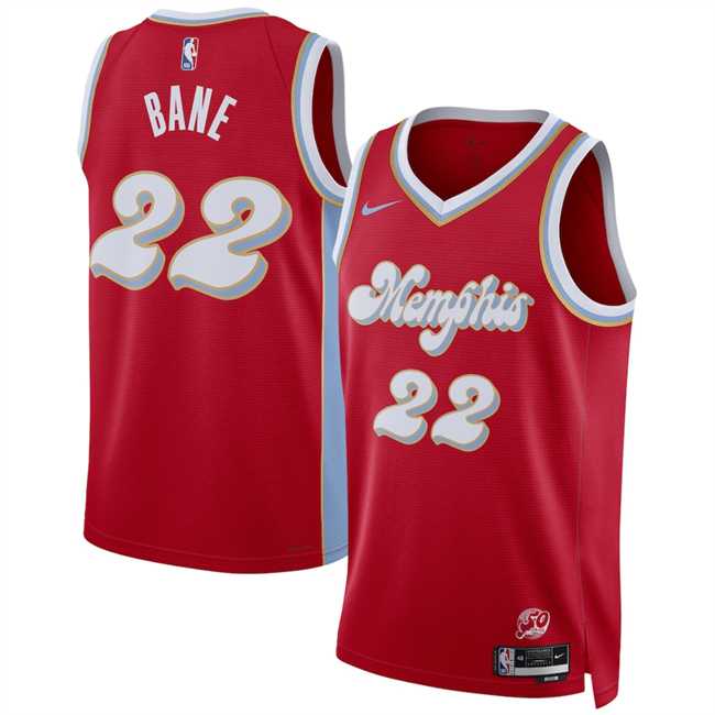 Mens Memphis Grizzlies #22 Desmond Bane Red 2024-25 City Edition Stitched Jersey Dzhi->memphis grizzlies->NBA Jersey